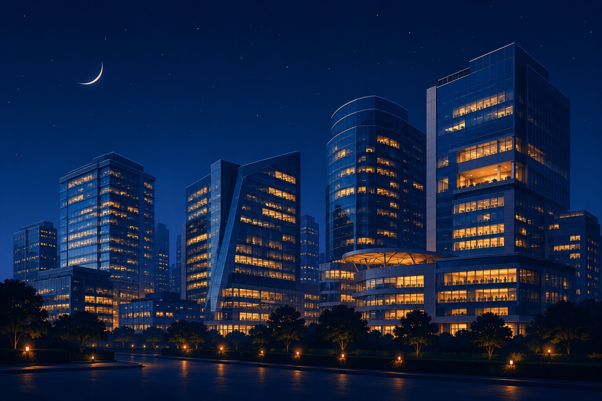 Gurugram Cyber City at night